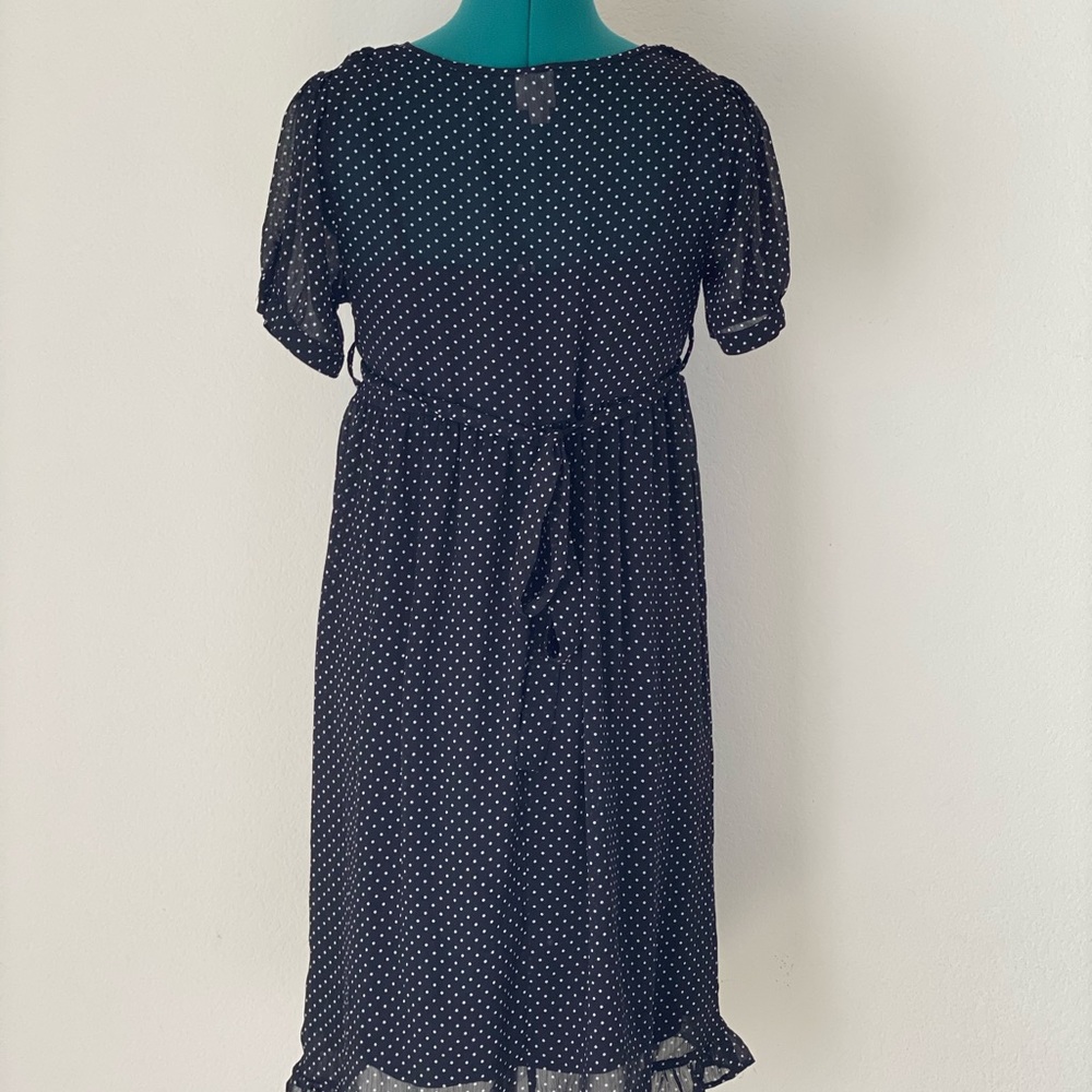 SOLD and white chiffon polka-dot vintage dress - Picture 6 of 8